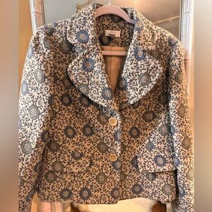 LOFT Blue and Cream Blazer with Sophisticated Style Size 12 Excellent Condition